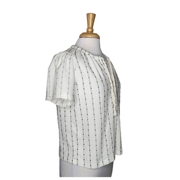 Madewell Striped Tie Neck Knit Top Size Small - Picture 3 of 8